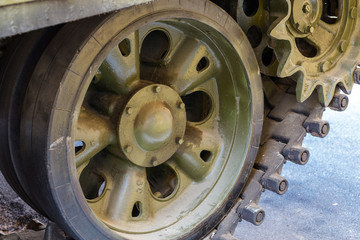 Closeup of Army Tank Crawler Wheel mechanism