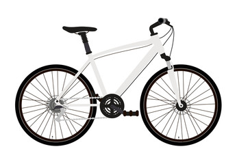 Vector illustration of a mountain or cross bike in a flat style isolated on a white background. Well detailed.