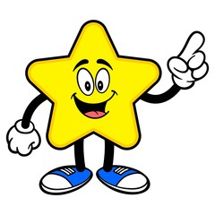 Star Mascot Pointing - A cartoon illustration of a cute Star mascot.