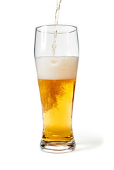 Pint glass filled with beer isolated with clipping path