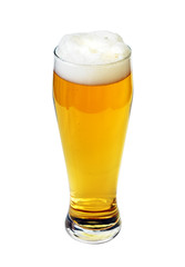 Pint glass beer foam hat isolated with clipping path