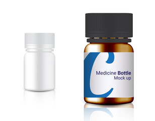 Bottle 3D Mock up Realistic Medicine Packaging for Calcium and vitamin pill on white Background Illustration