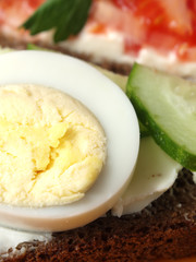 sandwiches with cottage cheese greens tomatoes cucumbers egg