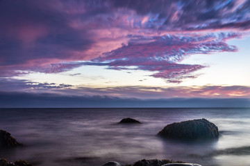 Fototapeta na wymiar Seascape along the the shoreline of coastal Nova Scotia.