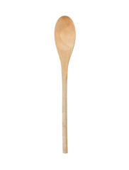 Wooden spoon isolated on white background.. Top view. With clipping path