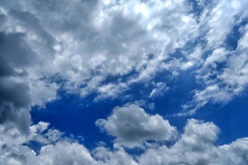 White Clouds with Blue Sky Background.