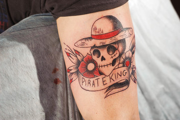 Process of making tattoo close-up