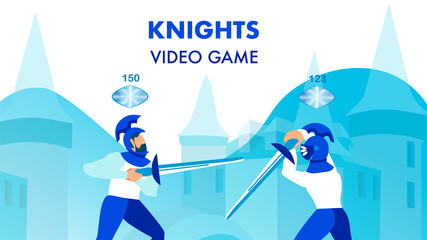 Knights Multiplayer Video Game Flat Poster Concept