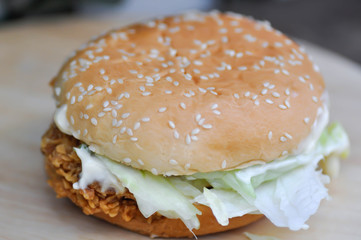 chicken burger or hamburger dish