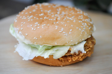 chicken burger or hamburger dish