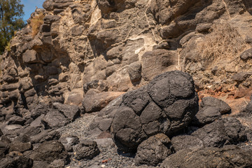 Lava rocks on a beach in canary islands fuerteventura