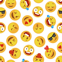 Faces smile pattern. Funny cute smiley expression emotion chat messenger cartoon vector seamless wallpaper