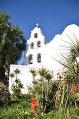 Fototapeta na wymiar San Diego, CA., U.S.A. Jan. 27, 2017. Mission Basilica San Diego de Alcalá. Founded on July 16, 1769, by Franciscan friar, Father Junípero Serra. Mission Alcala was the first-The Mother Mission.