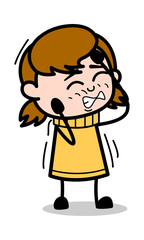 Itching - Retro Cartoon Girl Teen Vector Illustration