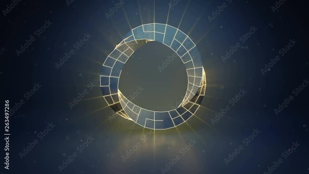 Poster twisted ring with illuminating edges. futuristic technology or science fiction concept. seamless loo