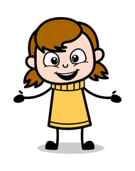 Very Excited - Retro Cartoon Girl Teen Vector Illustration