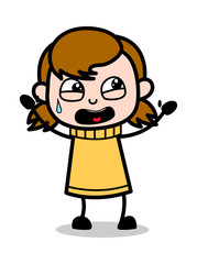 Screaming in Fear - Retro Cartoon Girl Teen Vector Illustration