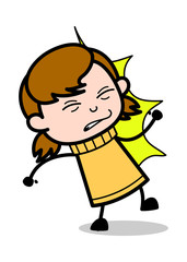 Hitted By - Retro Cartoon Girl Teen Vector Illustration