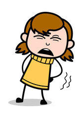 Backache - Retro Cartoon Girl Teen Vector Illustration