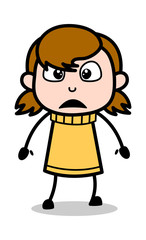 Nervous - Retro Cartoon Girl Teen Vector Illustration