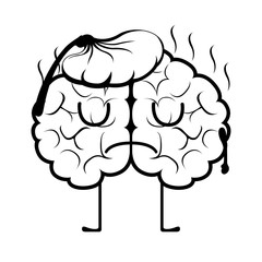 Isolated sick brain cartoon. Vector illustration design