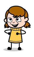 Dancing Pose - Retro Cartoon Girl Teen Vector Illustration