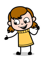 Showing Hand - Retro Cartoon Girl Teen Vector Illustration