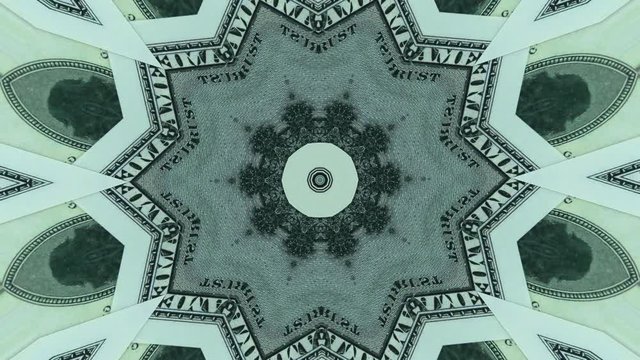 A kaleidoscope of US dollars close-up banknotes face value hundred.
