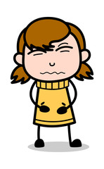 Bellyache - Retro Cartoon Girl Teen Vector Illustration