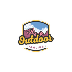 Mountain illustration, outdoor adventure . Vector graphic for t shirt and other uses.