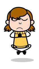 Yoga Pose - Retro Cartoon Girl Teen Vector Illustration