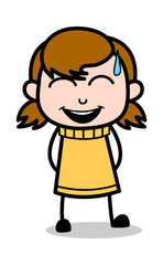 Laughing - Retro Cartoon Girl Teen Vector Illustration