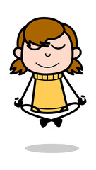 Meditation - Retro Cartoon Girl Teen Vector Illustration
