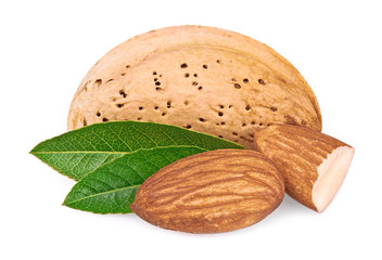 almonds isolated on white background