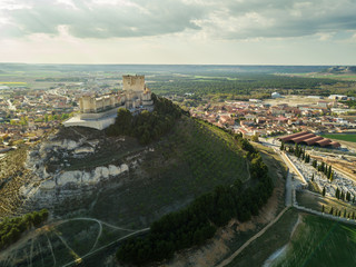 Fototapeta na wymiar Aerial view of the castle of Peñafiel in Valladolid