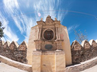Ancient stone bridge in Mexican town Real de 14