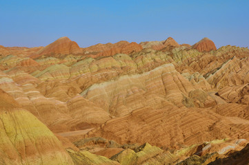 Danxia red sandstone in the national geopark of Zhangye, Gansu, China