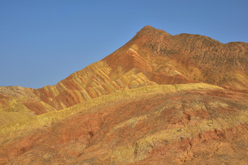 Fototapeta na wymiar Danxia red sandstone in the national geopark of Zhangye, Gansu, China
