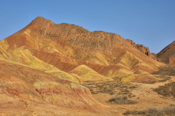 Danxia red sandstone in the national geopark of Zhangye, Gansu, China