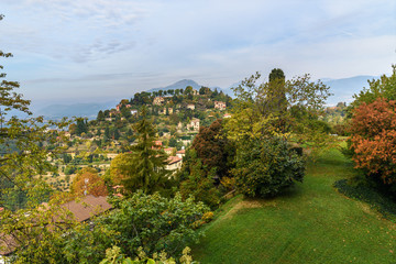 View from top of San Vigilio castle. Bergamo. Italy