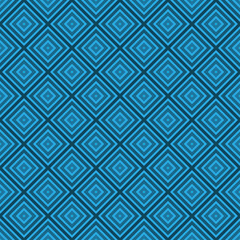 Geometric ornament. Seamless pattern. Blue squares on black background. Vector illustration