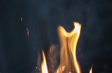 Fire flames on black background. 