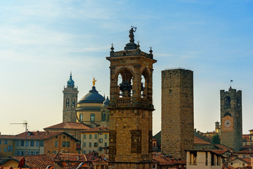 Obraz premium View of towers in Upper Town Citta Alta. Bergamo. Italy