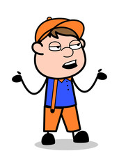 Ignorance - Retro Cartoon Carpenter Worker Vector Illustration﻿