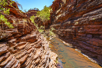 hiking down in hancock gorge in karijini national park, western australia 35