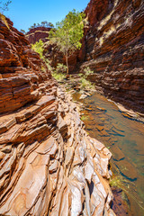 hiking down in hancock gorge in karijini national park, western australia 39