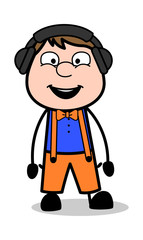 Laughing Face - Retro Cartoon Carpenter Worker Vector Illustration﻿