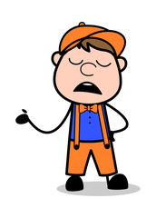 Obraz premium Ignorant - Retro Cartoon Carpenter Worker Vector Illustration﻿