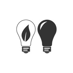Classic Lamp and Light bulb with leaf inside icon isolated. Lighting electric lamp. Green eco energy concept. Flat design. Vector Illustration