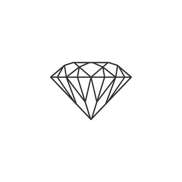 Diamond sign isolated. Jewelry symbol. Gem stone. Flat design. Vector Illustration